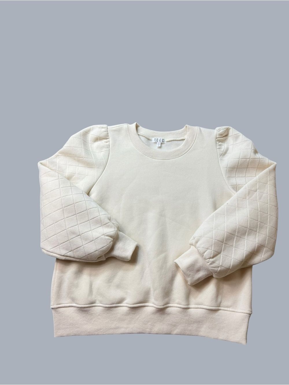 TCEC Cream Ribbed-Neck Sweatshirt- Size Large - Picture 5 of 11